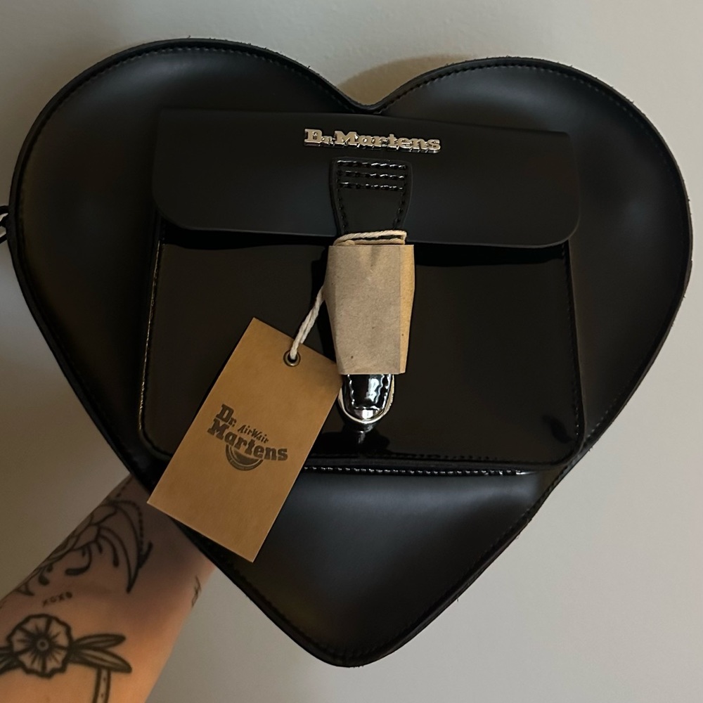 NWT black, heart, DR Martens heart shaped bag/backpack